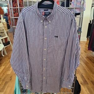 CHAPS Button Down Long Sleeve Shirt Multicolor Stripes Size XXL